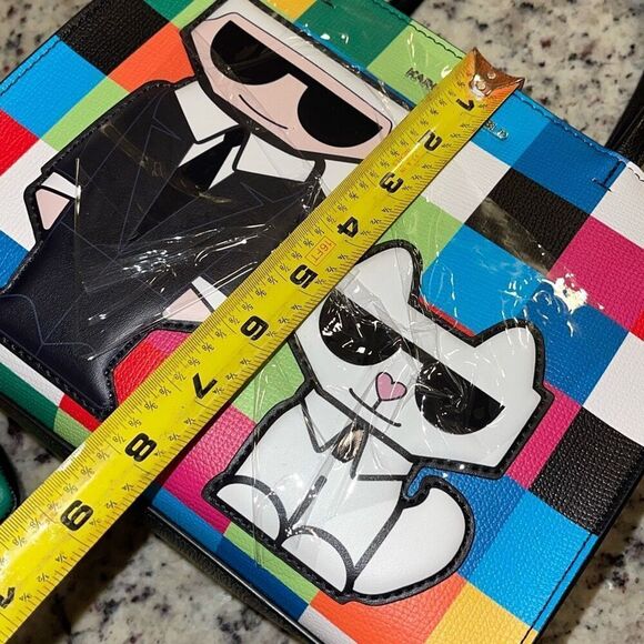 Karl Lagerfeld Womens Check Maybelle Satchel Crossbody Multicombo Medium NWT - Picture 8 of 9